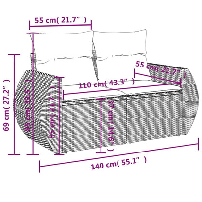 10-tlg. Garten-Sofagarnitur mit Kissen Schwarz Poly Rattan - Pazzar.ch