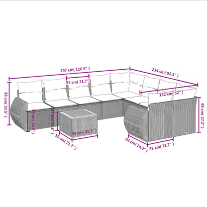 10-tlg. Garten-Sofagarnitur mit Kissen Schwarz Poly Rattan - Pazzar.ch