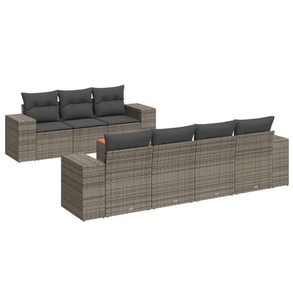 8-tlg. Garten-Sofagarnitur mit Kissen Grau Poly Rattan - Pazzar.ch
