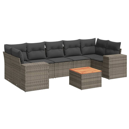 8-tlg. Garten-Sofagarnitur mit Kissen Grau Poly Rattan - Pazzar.ch