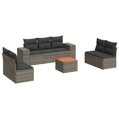 8-tlg. Garten-Sofagarnitur mit Kissen Grau Poly Rattan - Pazzar.ch