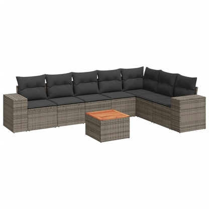 8-tlg. Garten-Sofagarnitur mit Kissen Grau Poly Rattan - Pazzar.ch