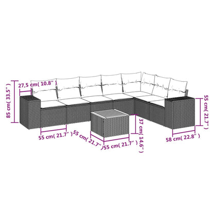 8-tlg. Garten-Sofagarnitur mit Kissen Grau Poly Rattan - Pazzar.ch