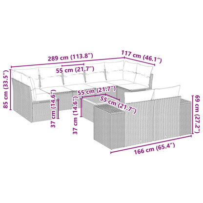 10-tlg. Garten-Sofagarnitur mit Kissen Beige Poly Rattan - Pazzar.ch