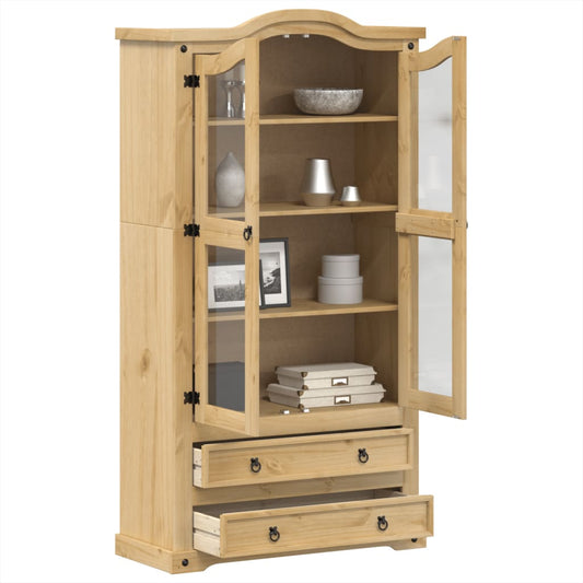 Vitrine Corona 99x43x187 cm Massivholz Kiefer - Pazzar.ch