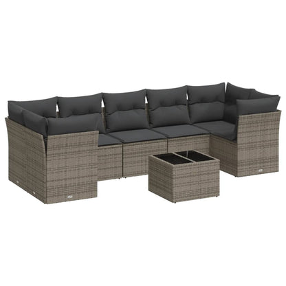 8-tlg. Garten-Sofagarnitur mit Kissen Grau Poly Rattan - Pazzar.ch