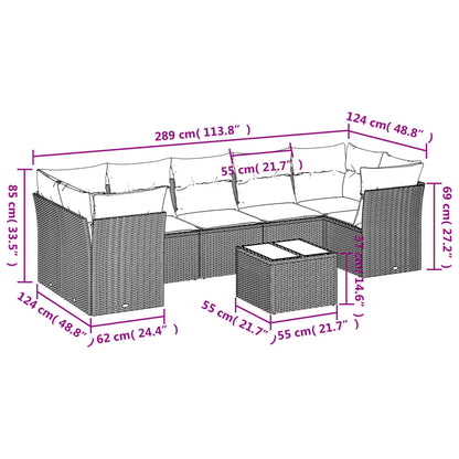 8-tlg. Garten-Sofagarnitur mit Kissen Hellgrau Poly Rattan - Pazzar.ch
