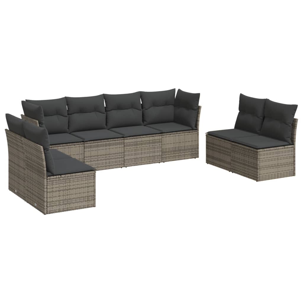 8-tlg. Garten-Sofagarnitur mit Kissen Grau Poly Rattan - Pazzar.ch