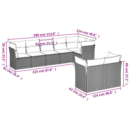 8-tlg. Garten-Sofagarnitur mit Kissen Hellgrau Poly Rattan - Pazzar.ch