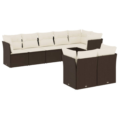8-tlg. Garten-Sofagarnitur mit Kissen Braun Poly Rattan - Pazzar.ch