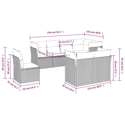 8-tlg. Garten-Sofagarnitur mit Kissen Braun Poly Rattan - Pazzar.ch