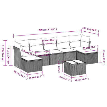 8-tlg. Garten-Sofagarnitur mit Kissen Hellgrau Poly Rattan - Pazzar.ch