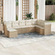 8-tlg. Garten-Sofagarnitur mit Kissen Beige Poly Rattan