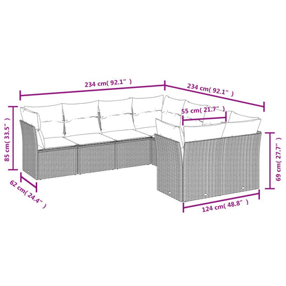 8-tlg. Garten-Sofagarnitur mit Kissen Hellgrau Poly Rattan - Pazzar.ch