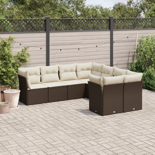 8-tlg. Garten-Sofagarnitur mit Kissen Braun Poly Rattan - Pazzar.ch