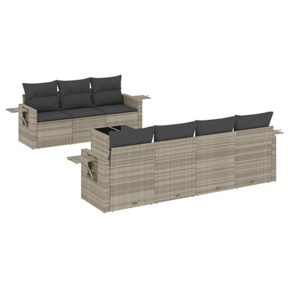 8-tlg. Garten-Sofagarnitur mit Kissen Hellgrau Poly Rattan - Pazzar.ch