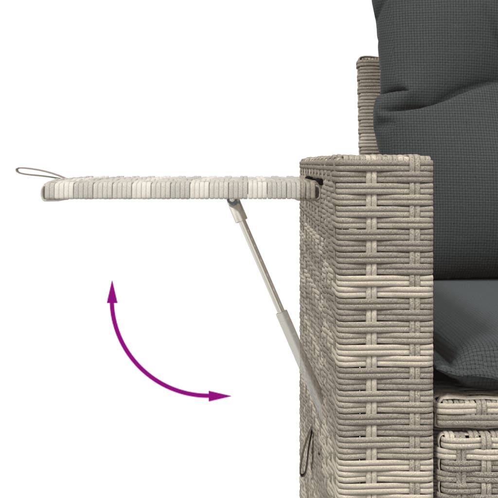 8-tlg. Garten-Sofagarnitur mit Kissen Hellgrau Poly Rattan - Pazzar.ch