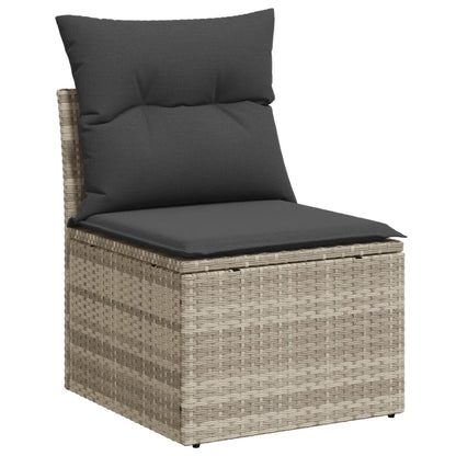 8-tlg. Garten-Sofagarnitur mit Kissen Hellgrau Poly Rattan - Pazzar.ch