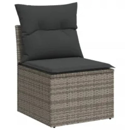 8-tlg. Garten-Sofagarnitur mit Kissen Grau Poly Rattan - Pazzar.ch