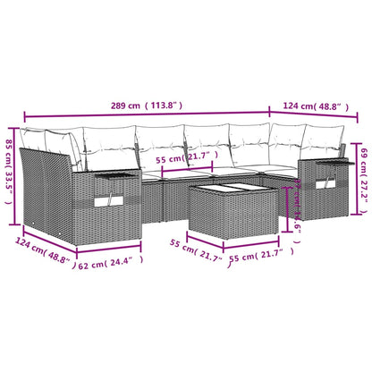 8-tlg. Garten-Sofagarnitur mit Kissen Hellgrau Poly Rattan - Pazzar.ch