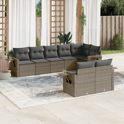 8-tlg. Garten-Sofagarnitur mit Kissen Grau Poly Rattan - Pazzar.ch