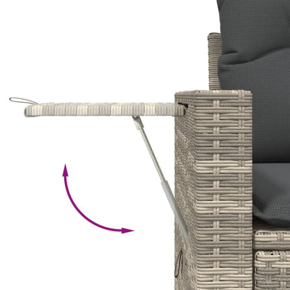 8-tlg. Garten-Sofagarnitur mit Kissen Hellgrau Poly Rattan - Pazzar.ch