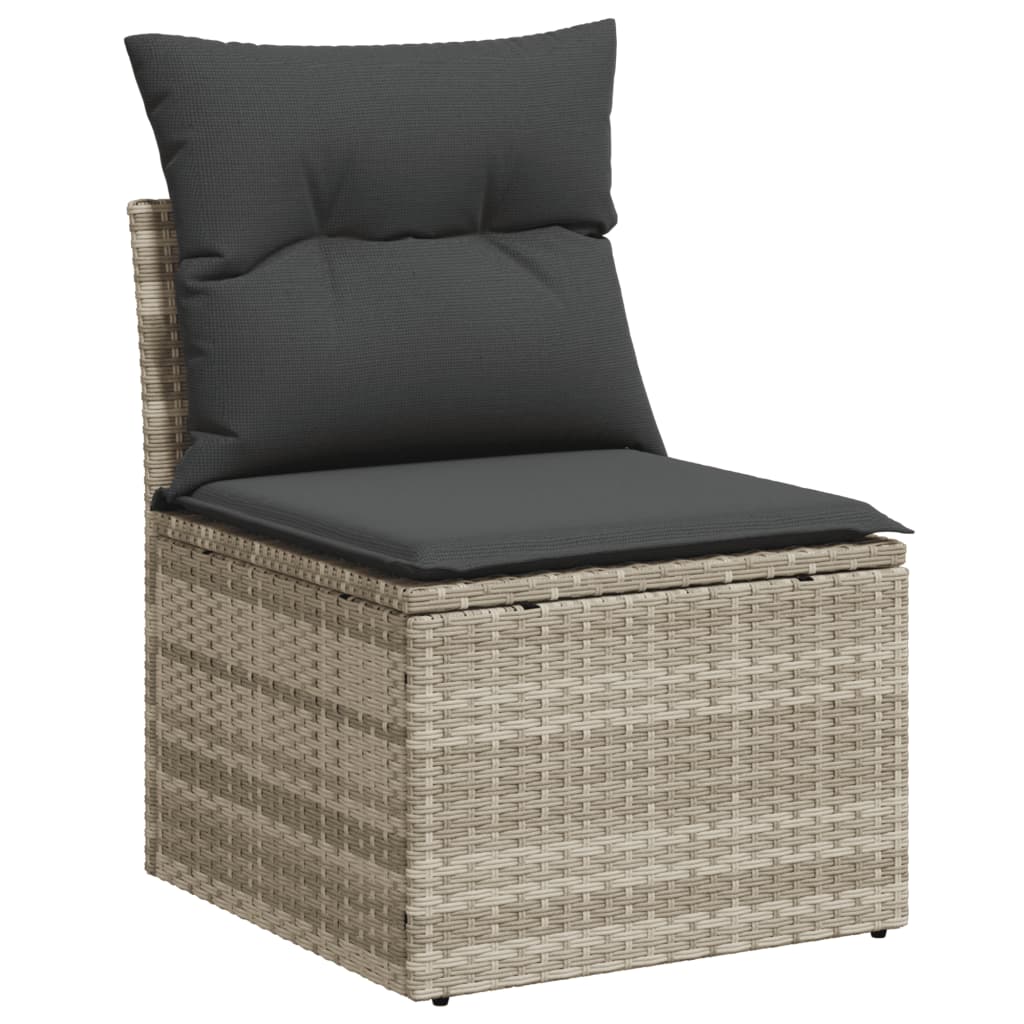 8-tlg. Garten-Sofagarnitur mit Kissen Hellgrau Poly Rattan - Pazzar.ch