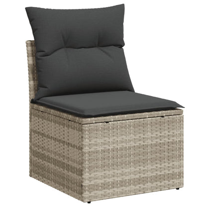 8-tlg. Garten-Sofagarnitur mit Kissen Hellgrau Poly Rattan - Pazzar.ch