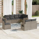 8-tlg. Garten-Sofagarnitur mit Kissen Grau Poly Rattan