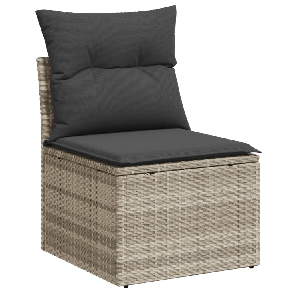8-tlg. Garten-Sofagarnitur mit Kissen Hellgrau Poly Rattan - Pazzar.ch