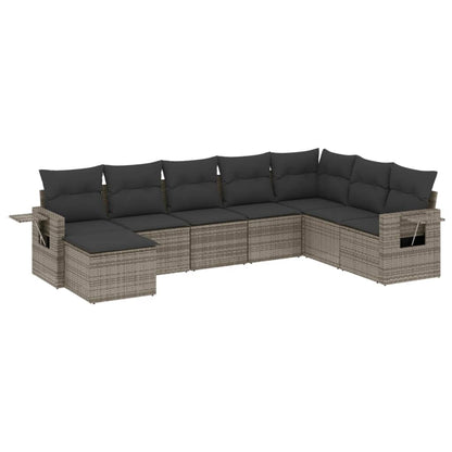 8-tlg. Garten-Sofagarnitur mit Kissen Grau Poly Rattan - Pazzar.ch