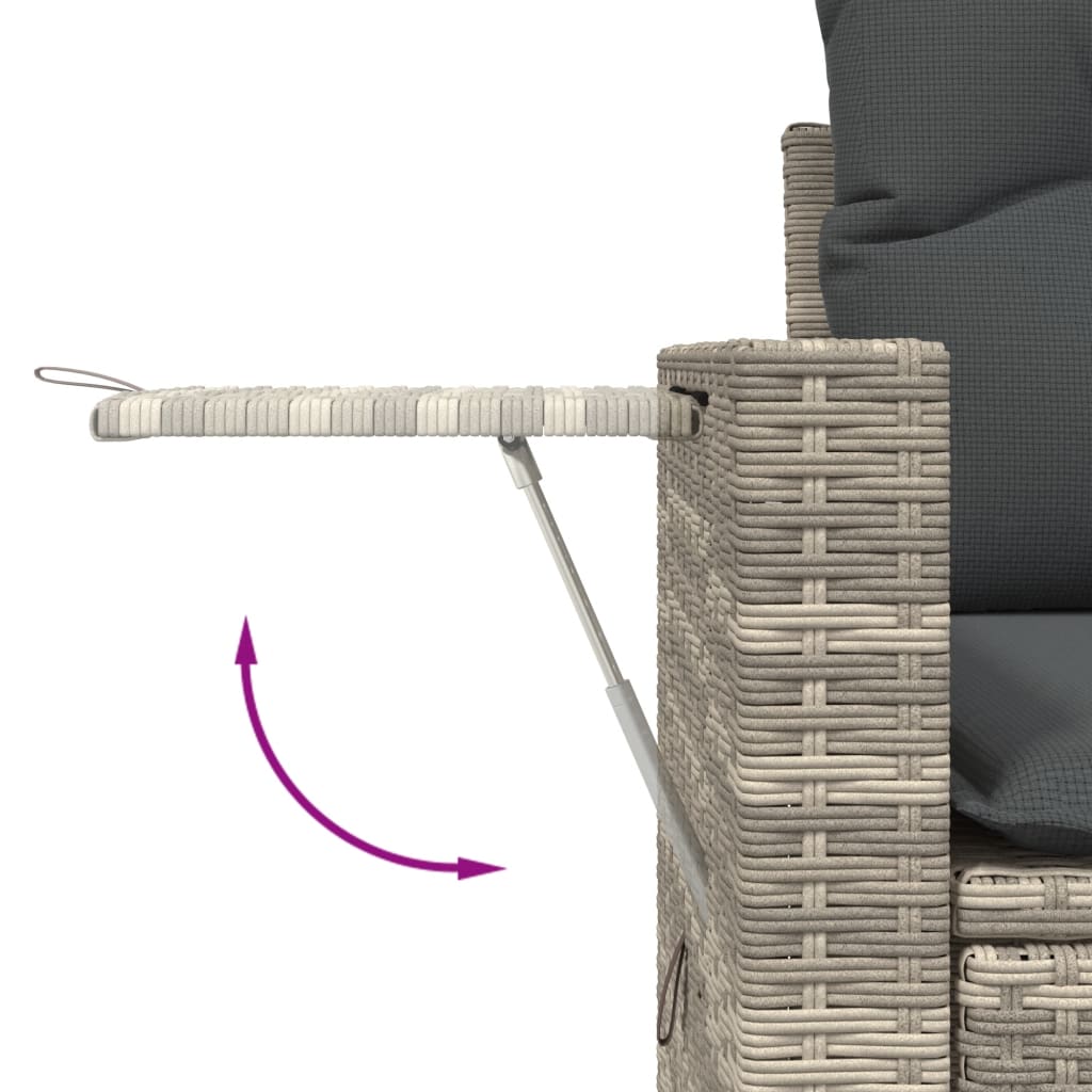8-tlg. Garten-Sofagarnitur mit Kissen Hellgrau Poly Rattan - Pazzar.ch