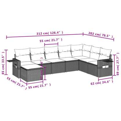 8-tlg. Garten-Sofagarnitur mit Kissen Braun Poly Rattan - Pazzar.ch