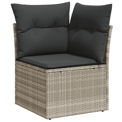 10-tlg. Garten-Sofagarnitur mit Kissen Hellgrau Poly Rattan - Pazzar.ch