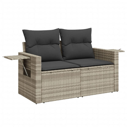 10-tlg. Garten-Sofagarnitur mit Kissen Hellgrau Poly Rattan - Pazzar.ch