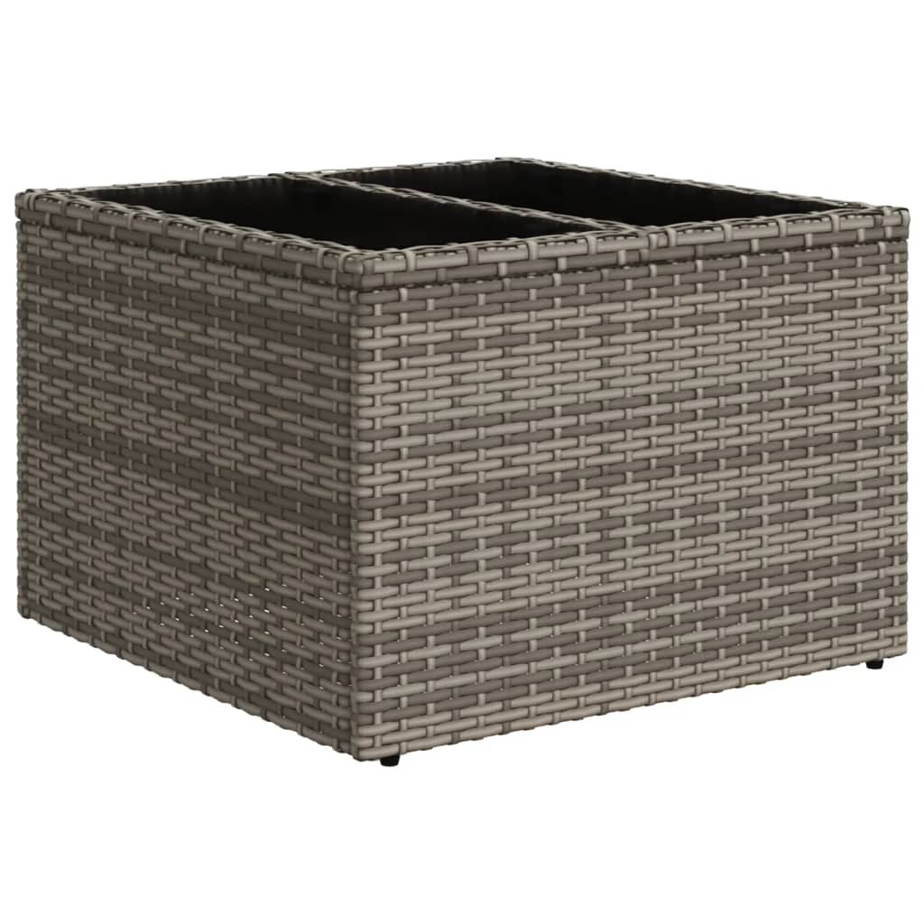 10-tlg. Garten-Sofagarnitur mit Kissen Grau Poly Rattan