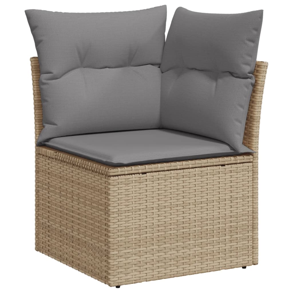 10-tlg. Garten-Sofagarnitur mit Kissen Beige Poly Rattan - Pazzar.ch