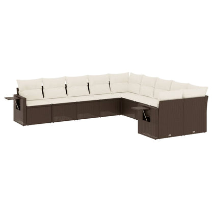 10-tlg. Garten-Sofagarnitur mit Kissen Braun Poly Rattan - Pazzar.ch