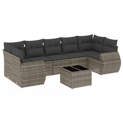 8-tlg. Garten-Sofagarnitur mit Kissen Grau Poly Rattan - Pazzar.ch