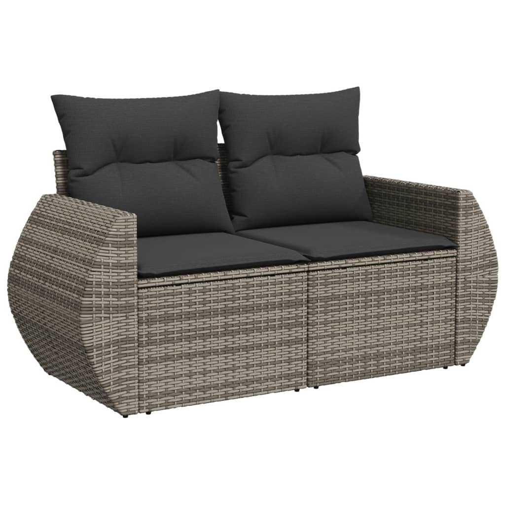 8-tlg. Garten-Sofagarnitur mit Kissen Grau Poly Rattan - Pazzar.ch