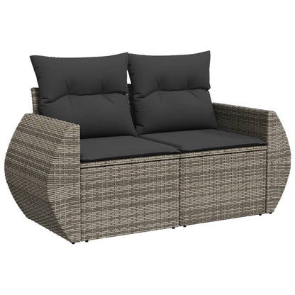 8-tlg. Garten-Sofagarnitur mit Kissen Grau Poly Rattan - Pazzar.ch