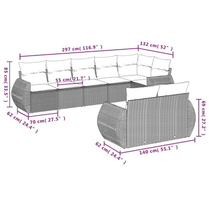 8-tlg. Garten-Sofagarnitur mit Kissen Grau Poly Rattan - Pazzar.ch