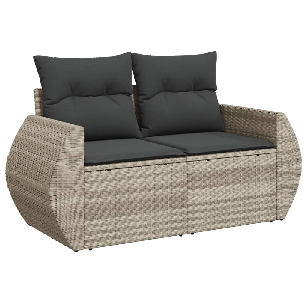 8-tlg. Garten-Sofagarnitur mit Kissen Hellgrau Poly Rattan - Pazzar.ch
