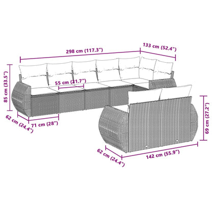 8-tlg. Garten-Sofagarnitur mit Kissen Hellgrau Poly Rattan - Pazzar.ch