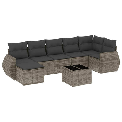 8-tlg. Garten-Sofagarnitur mit Kissen Grau Poly Rattan - Pazzar.ch