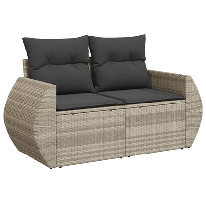8-tlg. Garten-Sofagarnitur mit Kissen Hellgrau Poly Rattan - Pazzar.ch