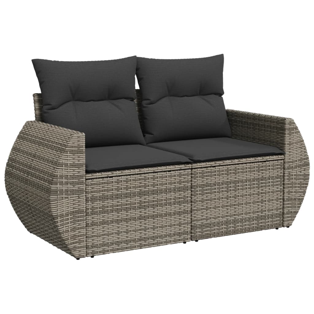 8-tlg. Garten-Sofagarnitur mit Kissen Hellgrau Poly Rattan - Pazzar.ch