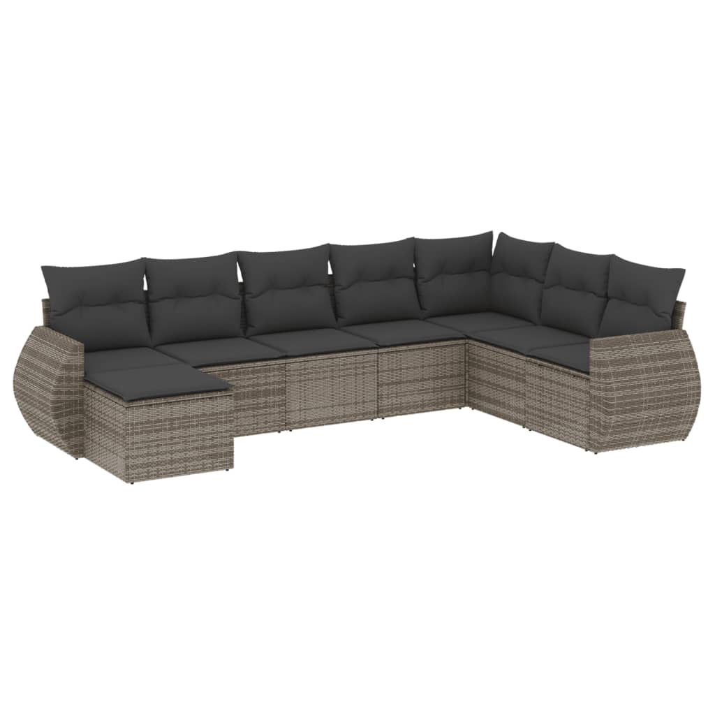 8-tlg. Garten-Sofagarnitur mit Kissen Grau Poly Rattan - Pazzar.ch