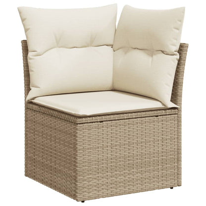 10-tlg. Garten-Sofagarnitur mit Kissen Beige Poly Rattan - Pazzar.ch