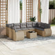 10-tlg. Garten-Sofagarnitur mit Kissen Beige Poly Rattan